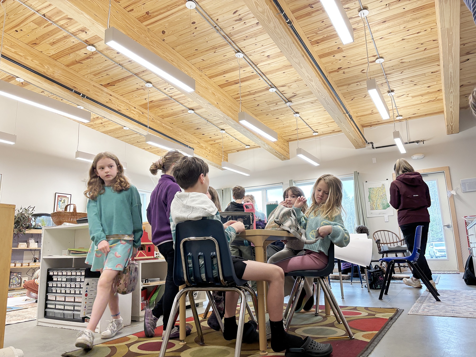 Montessori School Classroom with Students